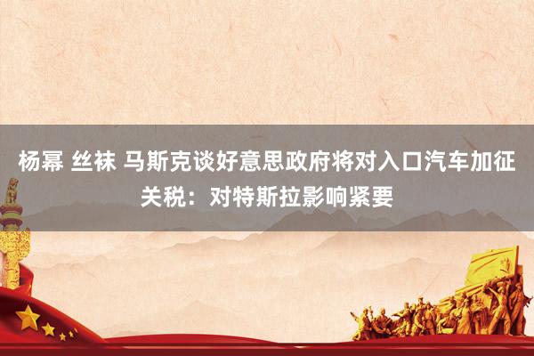 杨幂 丝袜 马斯克谈好意思政府将对入口汽车加征关税：对特斯拉影响紧要