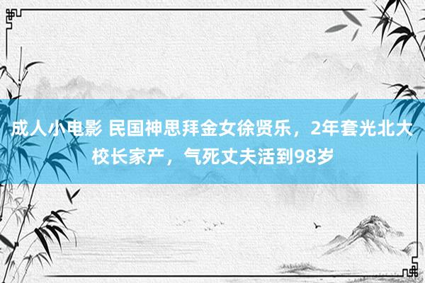 成人小电影 民国神思拜金女徐贤乐，2年套光北大校长家产，气死丈夫活到98岁