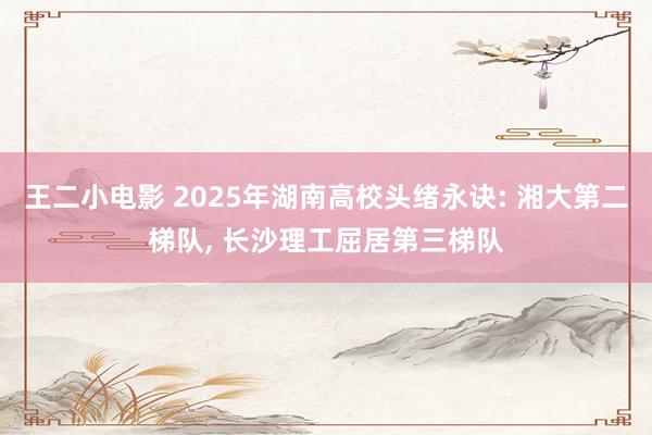 王二小电影 2025年湖南高校头绪永诀: 湘大第二梯队， 长沙理工屈居第三梯队