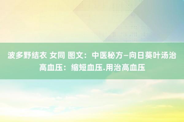 波多野结衣 女同 图文：中医秘方—向日葵叶汤治高血压：缩短血压.用治高血压