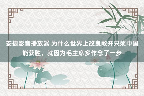 安捷影音播放器 为什么世界上改良敞开只须中国能获胜，就因为毛主席多作念了一步
